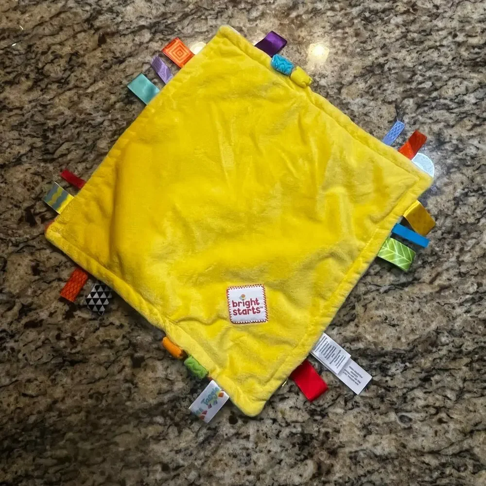 Bright Starts Taggies Baby Security‎ Blanket Lovey Yellow Colorful Circles